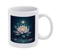 Mug fleuri Magic Lotus avec anse, tasse à thé personnalisée, mug à café original, mug en céramique épaisse antidérapante, mug blanc luxueux de 35 cl (12 oz) pour hommes et femmes, idéal pour le bure