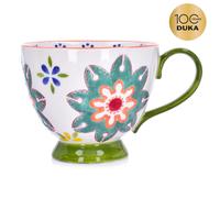 Mug fleuri vert à bordure rouge 400 ml, motif vert envoûtant, FLORIST DUKA
