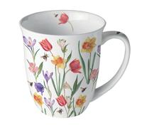 Mug fleurs printanières et abeilles en porcelaine fine 400 ml
