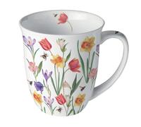 Mug fleurs printanières et abeilles en porcelaine fine 400 ml