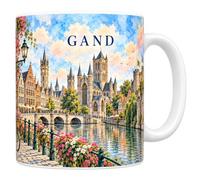 Mug Gand Aquarelle - La Bière à Trois Francs Céramique 330 ml | Mug Gand Aquarelle, céramique 330 ml