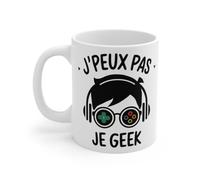 Mug Geek Humour J'peux Pas, Je Geek - Cadeau Fun pour Gamers et Passionnés de Jeux Vidéo Mug Size 11oz