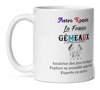 Mug Gemeaux femme coquine - Tasse humour Signe Astro Koquin Gemeaux - Mug signe astrologique drôle - Qualité Cadeau Original Anniversaire Noël Fête fille collègue amie céramique 325ml petit déjeuner