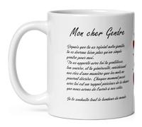 Mug Gendre amour - Tasse mon gendre je t'aime avec déclaration et coeurs - Mug beau-fils tendresse tirade à offrir - Tasse idée cadeau fête anniversaire Noël céramique 325ml café thé petit déjeuner