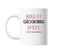 Mug - Geocaching - C'est Ma Routine - Céramique - 325 Ml - Résistant Lave-Vaisselle