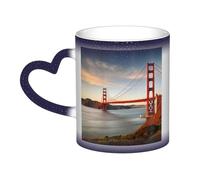 Mug Golden Gate Bridge avec anse, 35 cl, mug thermosensible à changement de couleur, tasse à thé en céramique « Dans le ciel », mugs artistiques amusants et magiques, tasse en porcelaine, cadeau d'ann