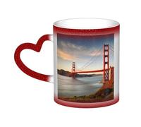 Mug Golden Gate Bridge avec anse, 35 cl, mug thermosensible à changement de couleur, tasse à thé en céramique « Dans le ciel », mugs artistiques amusants et magiques, tasse en porcelaine, cadeau d'ann