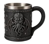 Mug gothique Cthulhu Chope - Tasse inspirée de l'horreur fantaisie avec doublure en acier inoxydable - Cadeau gothique unique et objet de collection