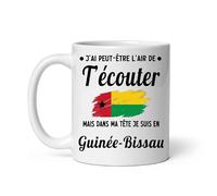 Mug Guinée Bissau j'ai peut-être l'air de t'écouter Tasse humour voyage