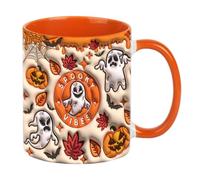 Mug Halloween, tasse de café à la Halloween, tasse en céramique effrayante, 350 ml, design festif, lave-micro-ondes et lave-vaisselle, idéal pour les femmes amies pour hommes