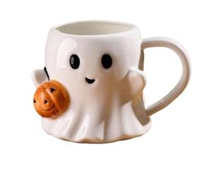 Mug Halloweenn - De Café Halloweenn Ghosts, Tasse À Thème De Citrouille En Céramique | Pièce De Décoration De Cuisine De La Cuisine De La Saison De Saison Saisonnière, Porte-boissons D'automne
