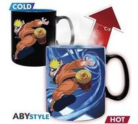 ABYSTYLE Abysse Corp Naruto Tasse à effet thermique Naruto & Sasuke, noire, imprimée, 100% céramique, contenance : environ 460 ml.