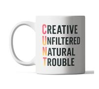 Mug humoristique avec acronyme de chatte - Creative Unfiltered Natural Trouble - Tasse à café audacieuse pour femme avec attitude - Cadeau impertinent pour les amis, les collègues ou vous-même
