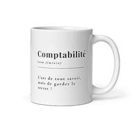 Mug Humoristique Comptable - Tout Savoir, Garder le Secret - Idée Cadeau Utile et Drôle finance pour Femme, homme, collègue de travail, stagiaire, retraite, départ - Tasse Café thé céramique - 325 ml