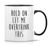 Mug humoristique en céramique avec inscription Hold On Let Me Overthink This Introvert 325 ml - Drôle, sarcasme, sarcastique, inspirant, cadeau d'anniversaire pour le travail de bureau