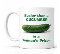 Mug humoristique en forme de concombre - Busier Than a Cucumber Novelty Rude Adult Gag Cadeau pour homme, femme, Secret Santa, cadeau d'anniversaire et plaisanterie de bureau - Tasse à café en