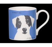 Mug humoristique en porcelaine avec inscription « It's was the cat » Motif floral Bleu