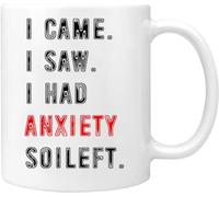 Mug humoristique et sarcastique « Je suis venu, j'ai vu, j'ai eu de l'anxiété, alors je suis parti » - Cadeau original en céramique imprimée recto verso - 325 ml (11 oz) - Idéal pour maman, papa, un a