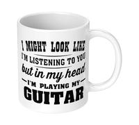 Mug humoristique pour offrir avec inscription « In My Head I'm Playing My (Guitar) ».
