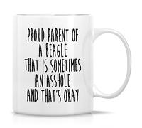 Mug humoristique - Proud Parent of A Beagle Owner Dog Lover Dog Mom Dog Dad Mug à café en céramique 325 ml - Humour Sarcasme Cadeau d'anniversaire inspirant pour lui, elle, amis, collègue, papa, maman