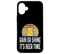 Mug Humoristique rétro pour Amateur de bière « Rain Shine Its Beer Time » Coque pour iPhone 16 Plus