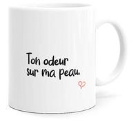 Mug Humour Amour Ton Odeur sur ma Peau Tasse Message drôle. Idée Cadeau Original pour Amis Couple Amoureux Collègue Frère Soeur St Valentin Anniversaire Noël. Dino Mugs le Sourire dès le Réveil.