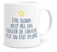 Mug Humour Blonde Tasse Message drôle. Idée Cadeau Original Femme Amie Couple Amoureux Collègue Frère Sœur Anniversaire Noël ou Juste pour le Plaisir. Dino Mugs le Sourire dès le Réveil.