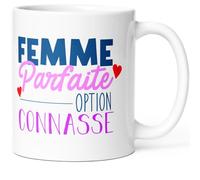 Mug Humour Femme Parfaite Connasse Tasse Message drôle. Idée Cadeau Original Amie Couple Amoureux Collègue Sœur Femme Copine Nana pour Anniversaire St Valentin Noël. Le Sourire dès le Réveil.