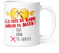 Mug Humour Humeur Matin Tasse Message drôle. Idée Cadeau Original Amis Couple Amoureux Collègue Frère Sœur Pote pour Anniversaire Noël ou Juste pour le Plaisir. Le Sourire dès le Réveil.