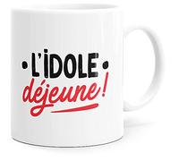 Mug Humour l’Idole Déjeune Tasse Message drôle Fan de Johnny. Idée Cadeau Original Marrant pour Ami Couple Collègue Homme Femme Copain Mari Amoureux Fiancé pour Anniversaire Noël St Valentin.