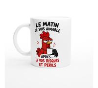 Mug Humour Le Matin Je Suis Aimable Après à Vos Risques et Périls | Tasse Fun Matin - Idée Cadeau Originale