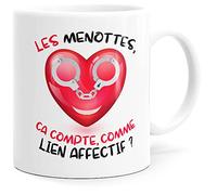 Mug Humour Menottes Tasse Message drôle Amour Sexy. Idée Cadeau Original Coquin pour Ami Couple Amoureux Collègue Homme Femme Mari Copine Fiancé Anniversaire Noël St Valentin. Souriez dès le Réveil