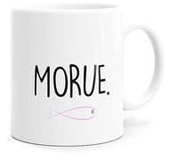 Mug Humour Morue Tasse Message drôle Rigolo. Idée Cadeau Original pour Amie Couple Amoureux Collègue Frère Sœur Femme Copine pour Anniversaire Noël St Valentin. Dino Mugs le Sourire dès le Réveil.
