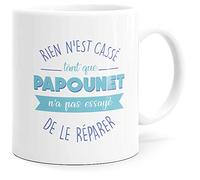 Mug Humour Papa, Papy, Papounet Idée Cadeau Original Amour Imprimé en France pour Fête des Pères, Grand-Père, Anniversaire Noël ou juste pour le Plaisir. Dino Mugs le Sourire et Humour dès le Réveil.
