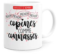 Mug Humour Personnalisable Copine Connasse Tasse Message drôle Personnalisé Prénom de 2 à 5. Idée Cadeau Original Amie Couple Amoureux Collègue Sœur Femme Nana pour Anniversaire St Valentin.