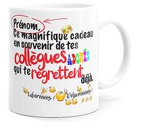 Mug Humour Personnalisable Prénom Collègue Libéré Tasse Message Drôle Personnalisé. Idée Cadeau Original Départ en Retraite Pot Mutation Travail Bureau Ami Homme Femme pour Anniversaire Noël.