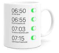 Mug Humour Réveil Matin Tasse Message drôle. Idée Cadeau Original Amis Couple Amoureux Collègue Frère Sœur Pote pour Anniversaire Noël Fête Céramique. Dino Mugs le Sourire dès le Réveil.