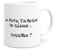 Mug Humour Silence le Matin Tasse Message drôle. Idée Cadeau Original Amis Couple Amoureux Collègue Frère Sœur pour Anniversaire Noël ou Juste pour le Plaisir. Dino Mugs le Sourire dès le Réveil.