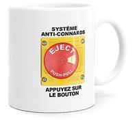 Mug Humour Système Anti-Connards Tasse Message drôle. Idée Cadeau Original pour Amis Couple Amoureux Collègue Frère Sœur pour Anniversaire Noël pour le Plaisir. Dino Mugs le Sourire dès le Réveil.
