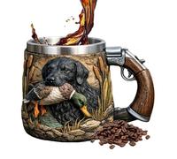 Mug Hunter En Acier Inoxydable - 350 Ml Sur Le Thème Du Chien, Sculpture En Résine Isolée | Tasse À Café De Chasse Au Canard, Verres Au Lait De Thé Ďe Chien | Chope À Collectionner Nouveauté Pour La M