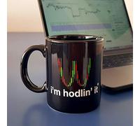 Mug I'm Hodlin' It pour les amateurs de crypto-monnaie et de blockchain. Tasse de petit-déjeuner 33 cl en céramique noire pour fans Bitcoin, Neo, Ether, Ripple