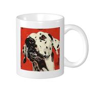 Mug imprimé chien drôle charmant dalmatien artistique esthétique graffiti animaux rouge beige céramique thé infuseur poids léger appartement salon boissons chaudes tasses tasses 325 ml