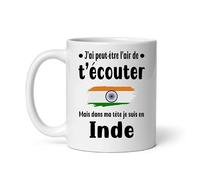 Mug Inde j'ai peut-être l'air de t'écouter humour voyage Tasse Inde
