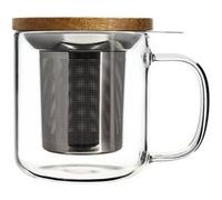 OGO LIVING - tisanière gustave 300ml - 7912103 - Idéal pour le thé, la tisane, les infusions et le rooibos - mug à thé en verre et couvercle en bois d'acacia