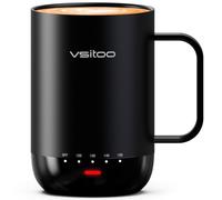 Mug intelligent à contrôle de la température avec double isolation sous vide pour rester au froid et au chaud, application VSITOO S3 Pro et tasse à café chauffée à commande manuelle noir