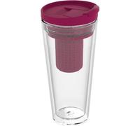 Mug isolant Mocha avec passoire à thé 350ml - Mug isotherme avec infuseur - Mug à thé ToGo à double paroi - Mug aromatique pour thé chaud & froid - transparent/berry