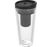 Mug isolant Mocha avec passoire à thé 350ml - Mug isotherme avec infuseur - Mug à thé ToGo à double paroi - Mug aromatique pour thé chaud & froid - transparent/noir