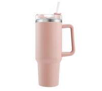 Mug Isotherme 1,2 L / 40 oz avec Poignée et Paille Tasse Thermos en Acier Inoxydable Double Paroi Gobelet de Voyage pour Boissons Chaudes et Froides Voiture Bureau Rose