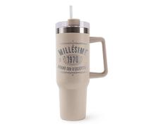 Mug Isotherme 1,2L - 1970 Millésime grand cru Beige - Bouteille Thermos avec Anse, Paille et Couvercle - Idée Cadeau Gourde Personnalisée
