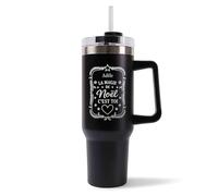Mug Isotherme 1,2L - Adèle Magie de noël Rectangle Noir - Bouteille Thermos avec Anse, Paille et Couvercle - Idée Cadeau Gourde Personnalisée Noël